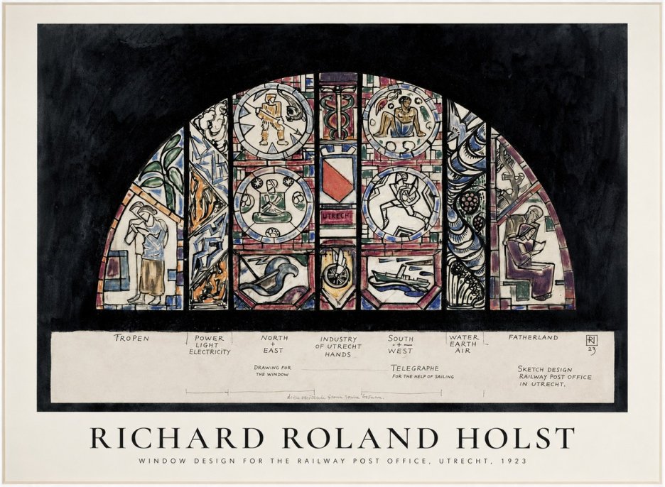 Richard Roland Holst Window Design for the Railway Post Office, Utrecht, 1923 No1 - Juliste