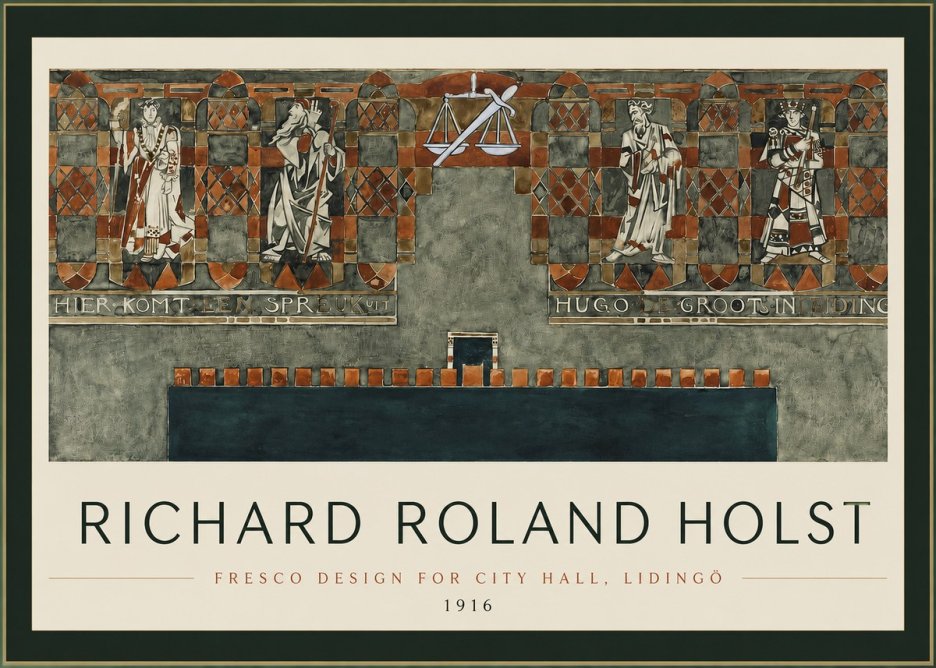 Richard Roland Holst Fresco Design - City Hall, Lidingö No2 - Juliste