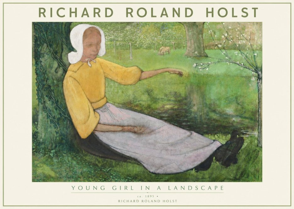 Richard Roland Holst Young Girl Resting by the Pond No3 - Juliste