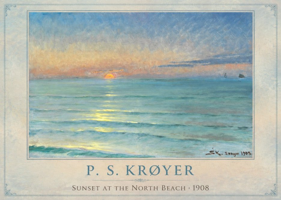 P.S. Krøyer Sunset at the North Beach No1 - Juliste