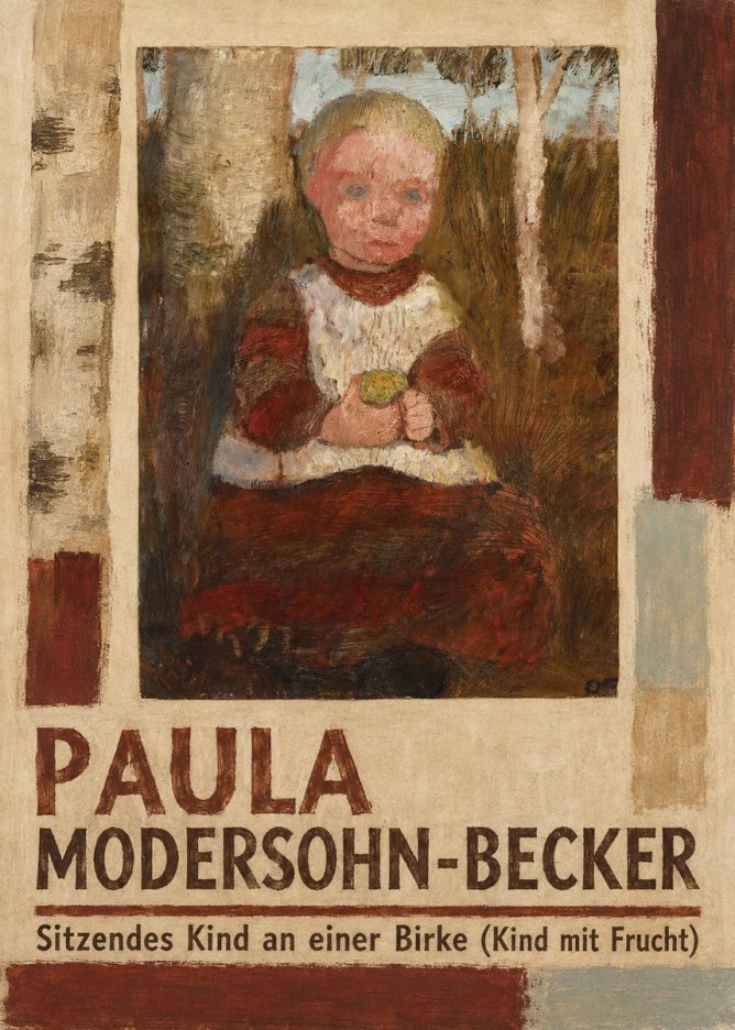 Paula Modersohn-Becker Sitzendes Kind an Einer Birke (Kind Mit Frucht) No2 - Juliste