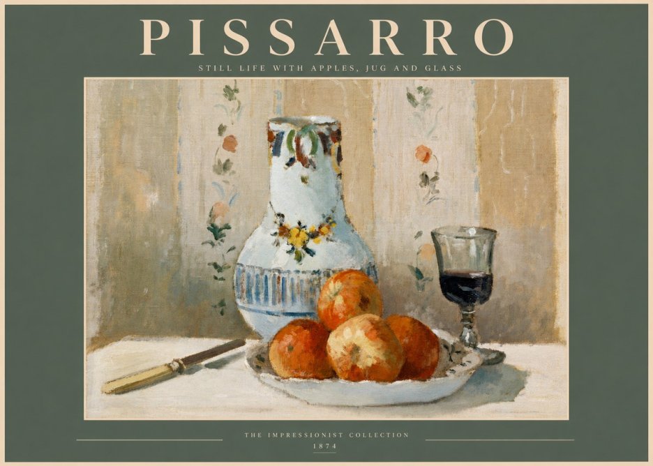 Pissarro Still Life with Apples, Jug and Glass No2 - Juliste