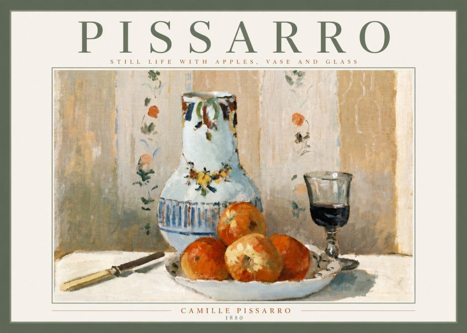 Pissarro Still Life with Apples, Jug and Glass No3 - Juliste