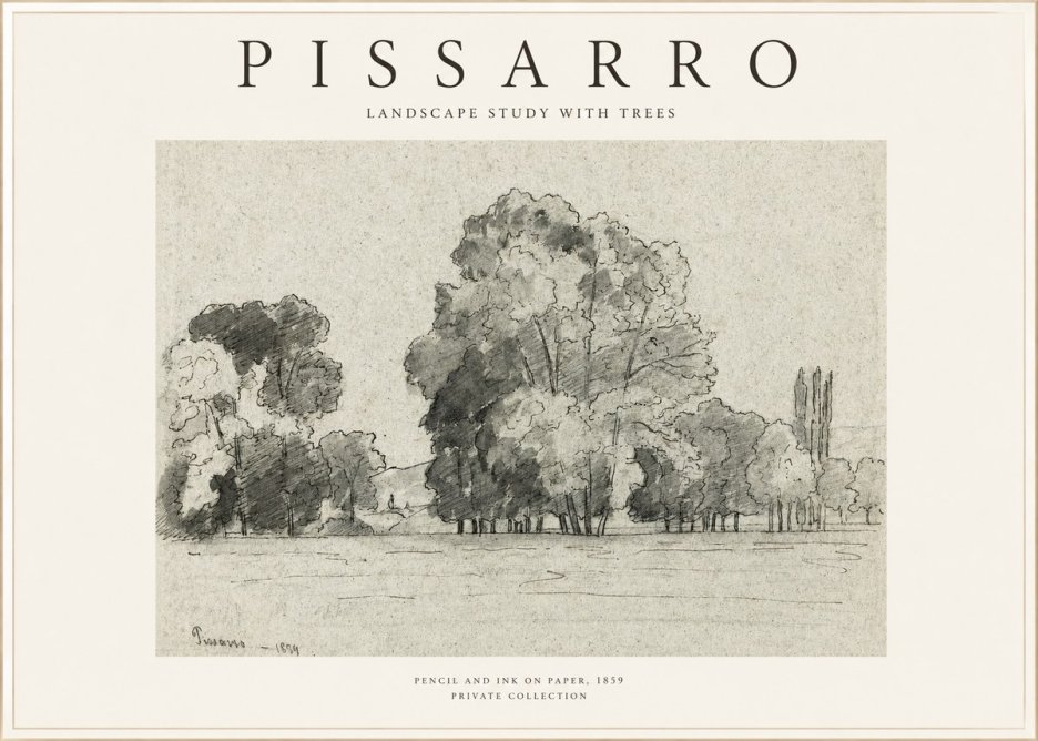 Pissarro Landscape Study with Trees No1 - Juliste