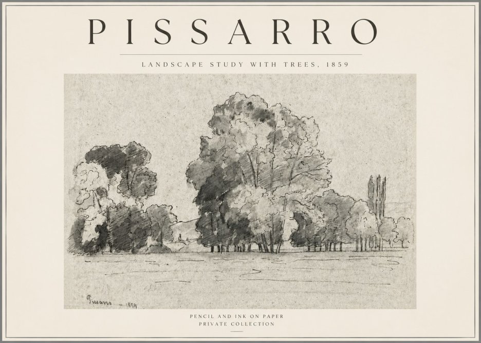 Pissarro Landscape Study with Trees No3 - Juliste
