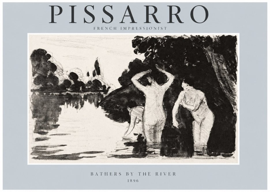 Pissarro Bathers by the River No2 - Juliste