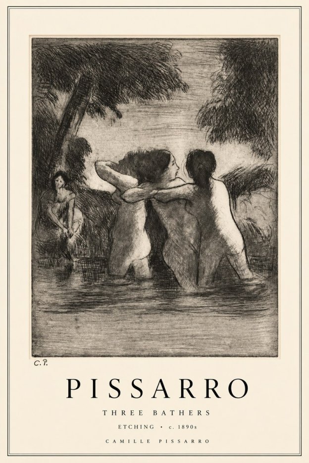Pissarro Three Bathers No2 - Juliste