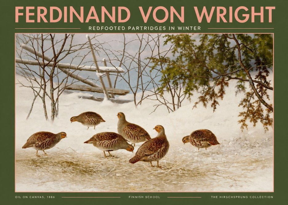 Ferdinand von Wright Redfooted Partridges in Winter No2 - Juliste