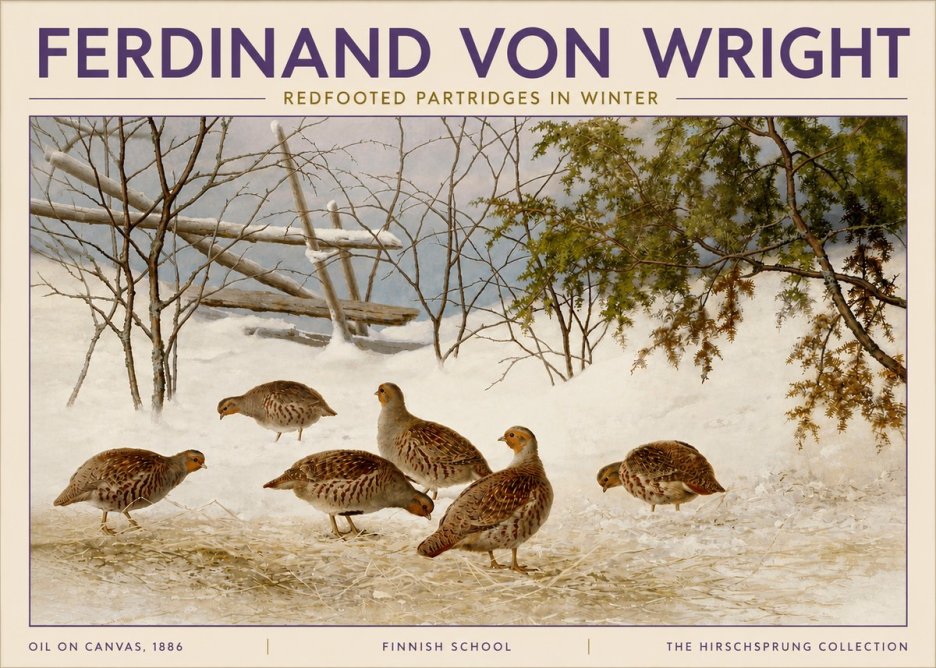 Ferdinand von Wright Redfooted Partridges in Winter No4 - Juliste