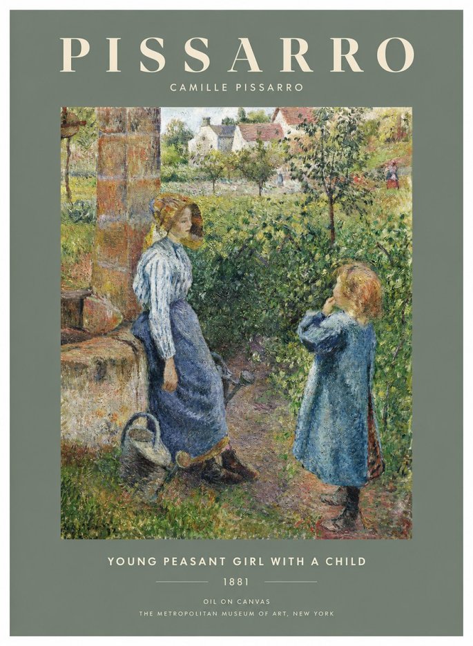 Pissarro Young Peasant Girl with a Child No2 - Juliste