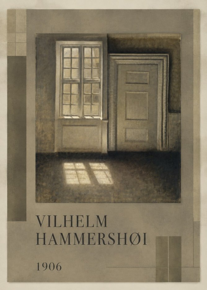 Vilhelm Hammershøi Interior. Sunlight on the Floor No3 - Juliste