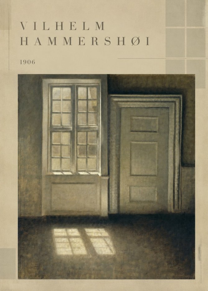 Vilhelm Hammershøi Interior. Sunlight on the Floor No5 - Juliste