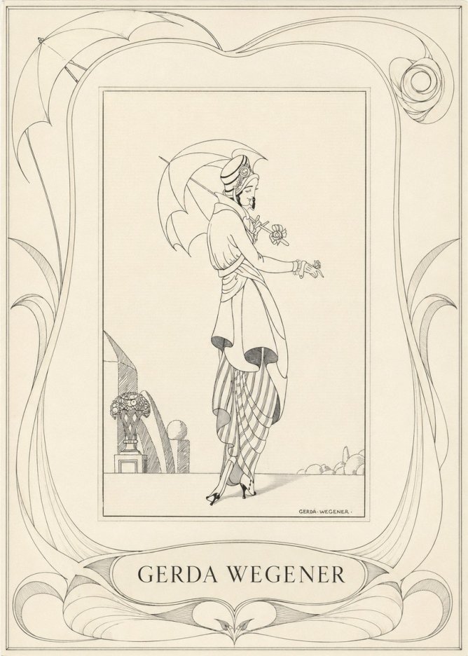 Gerda Wegener Elegant Figure with Parasol No3 - Juliste