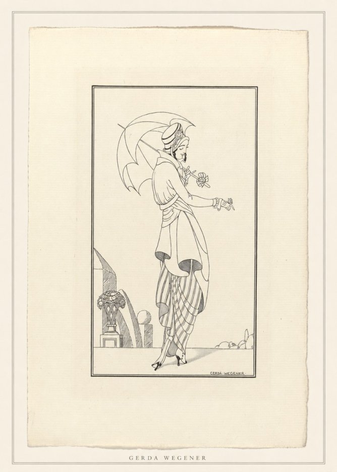 Gerda Wegener Elegant Figure with Parasol No4 - Juliste