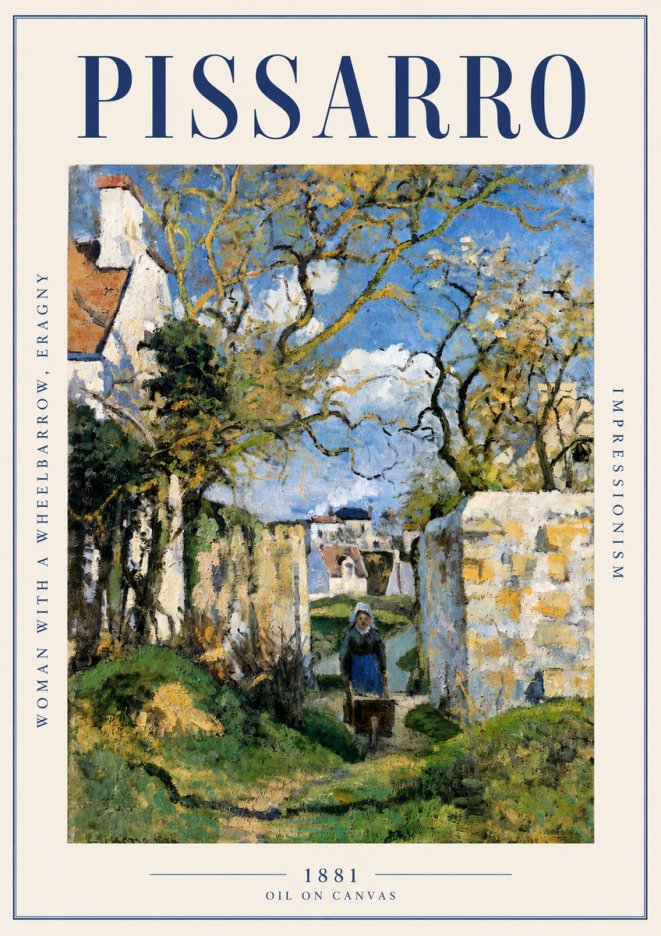Pissarro Woman with a Wheelbarrow, Eragny No2 - Juliste