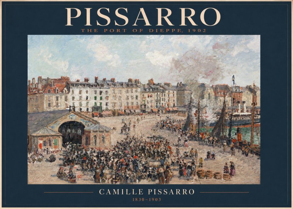Pissarro Dieppe, the Fish Market No2 - Juliste