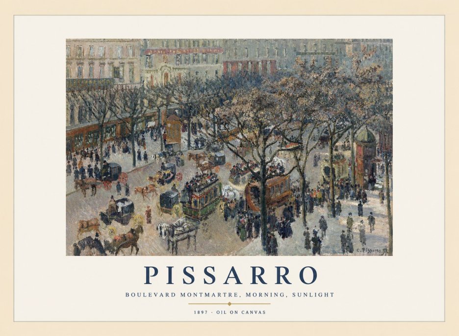 Pissarro Boulevard Montmartre, Morning, Sunlight II No1 - Juliste