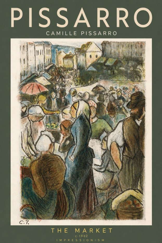 Pissarro The Market, Pontoise No2 - Juliste