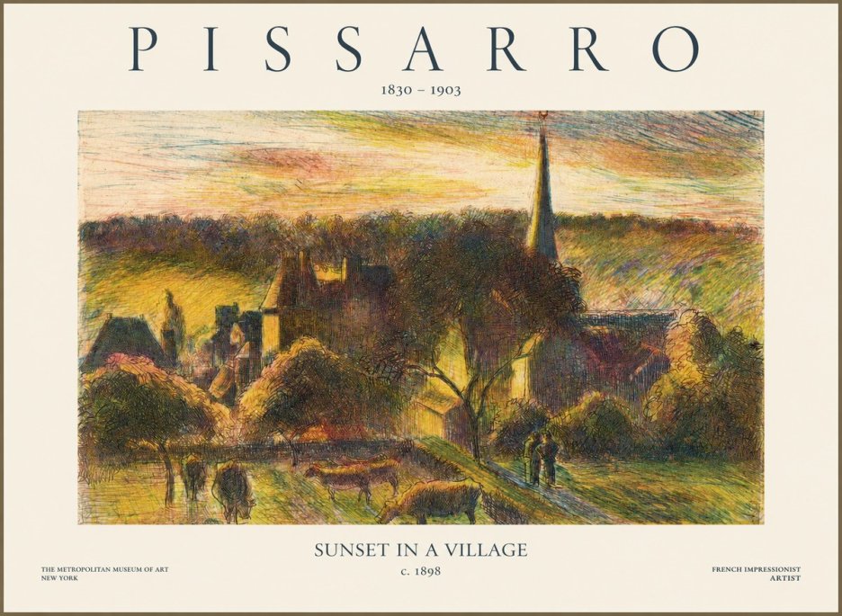 Pissarro Sunset in a Village No1 - Juliste