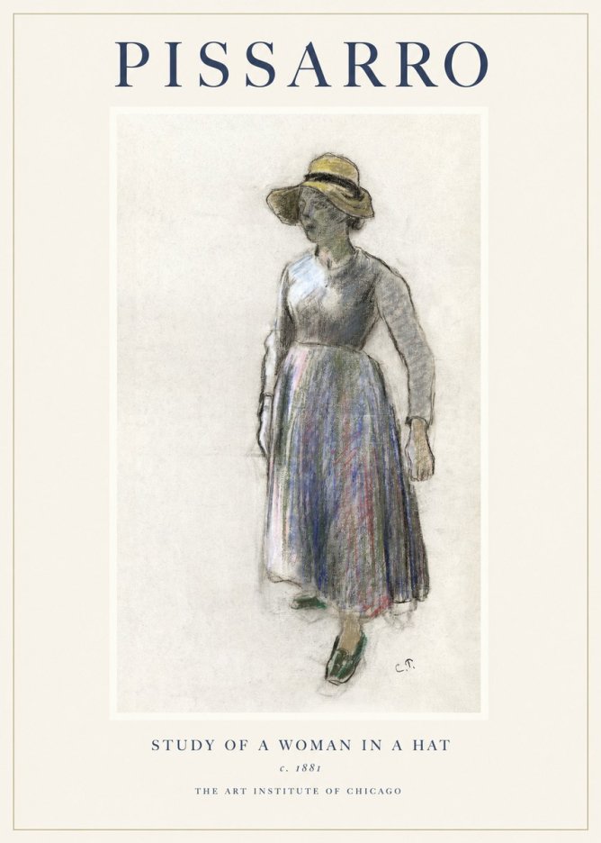 Pissarro Study of a Woman in a Hat No1 - Juliste