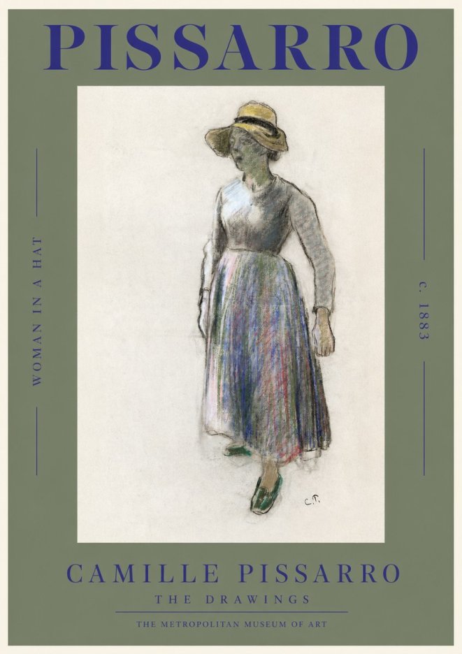 Pissarro Study of a Woman in a Hat No2 - Juliste