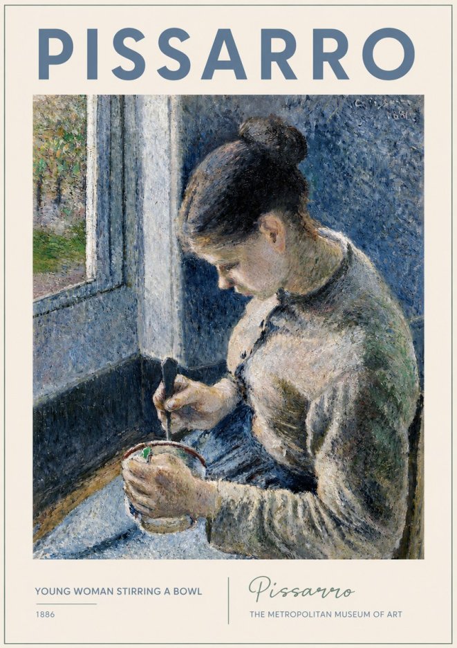 Pissarro Young Woman Stirring a Bowl No2 - Juliste