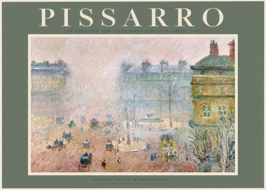 Pissarro The Fountain and Place Saint-augustin, Paris No2 - Juliste