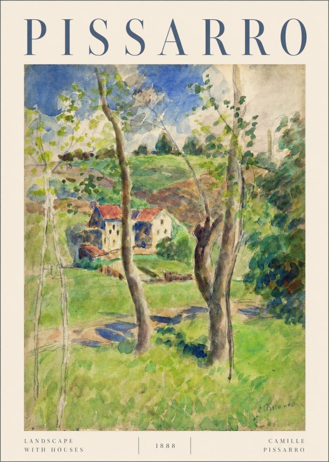 Pissarro Landscape with Houses No3 - Juliste