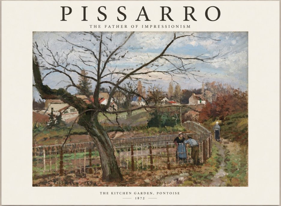 Pissarro The Kitchen Garden, Pontoise No1 - Juliste