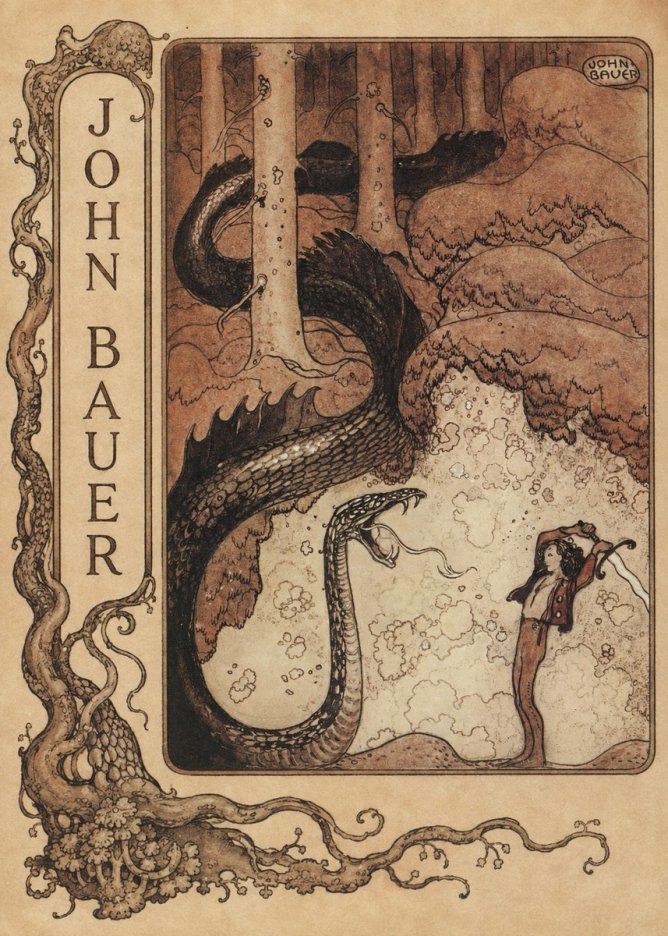 John Bauer The Boy and the Serpent No2 - Juliste