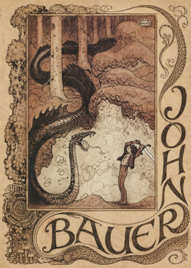 John Bauer The Boy and the Serpent No3 - Juliste