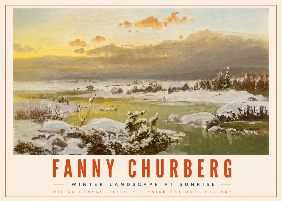 Fanny Churberg Winter Landscape at Sunrise No4 - Juliste