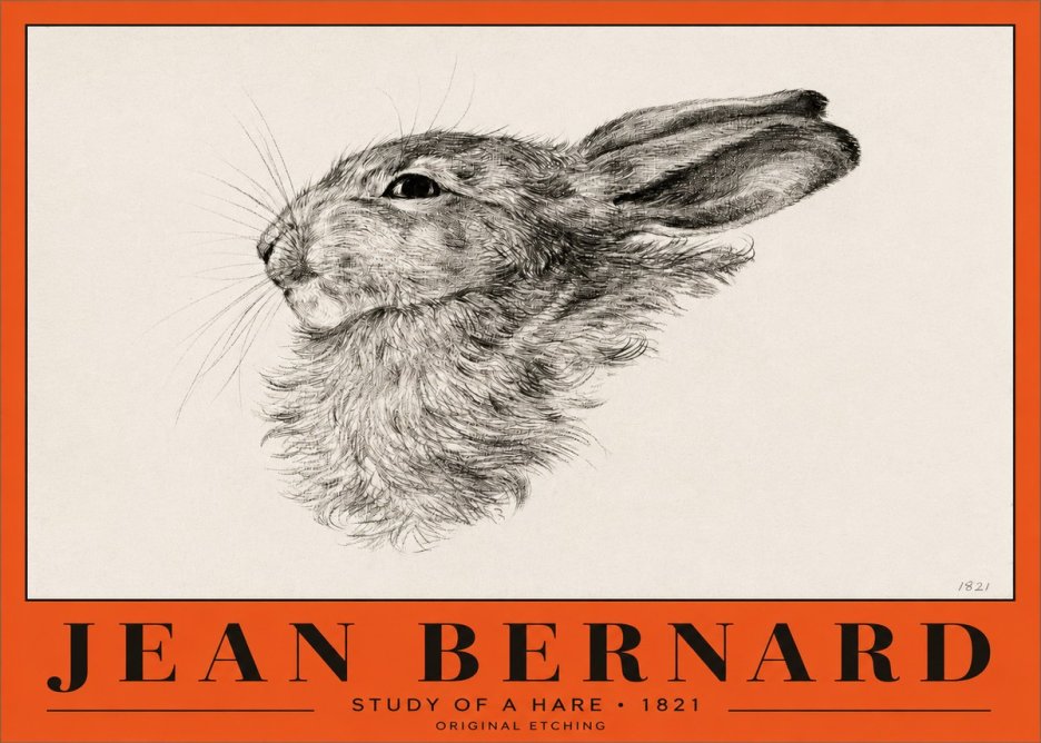Jean Bernard Study of a Hare No2 - Juliste