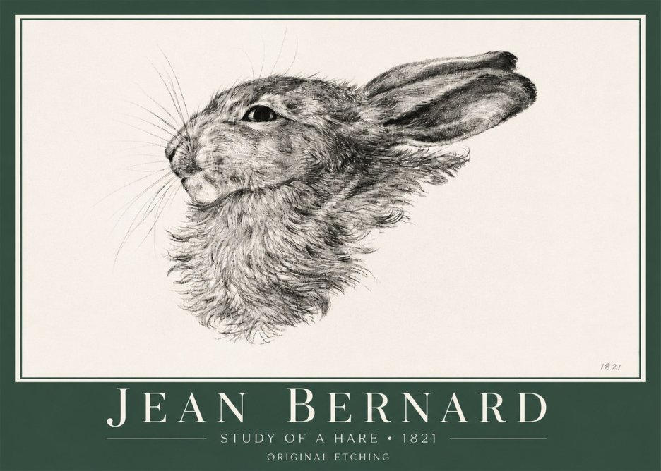 Jean Bernard Study of a Hare No4 - Juliste