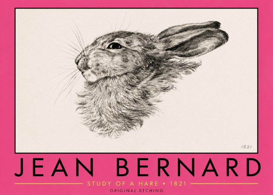 Jean Bernard Study of a Hare No5 - Juliste