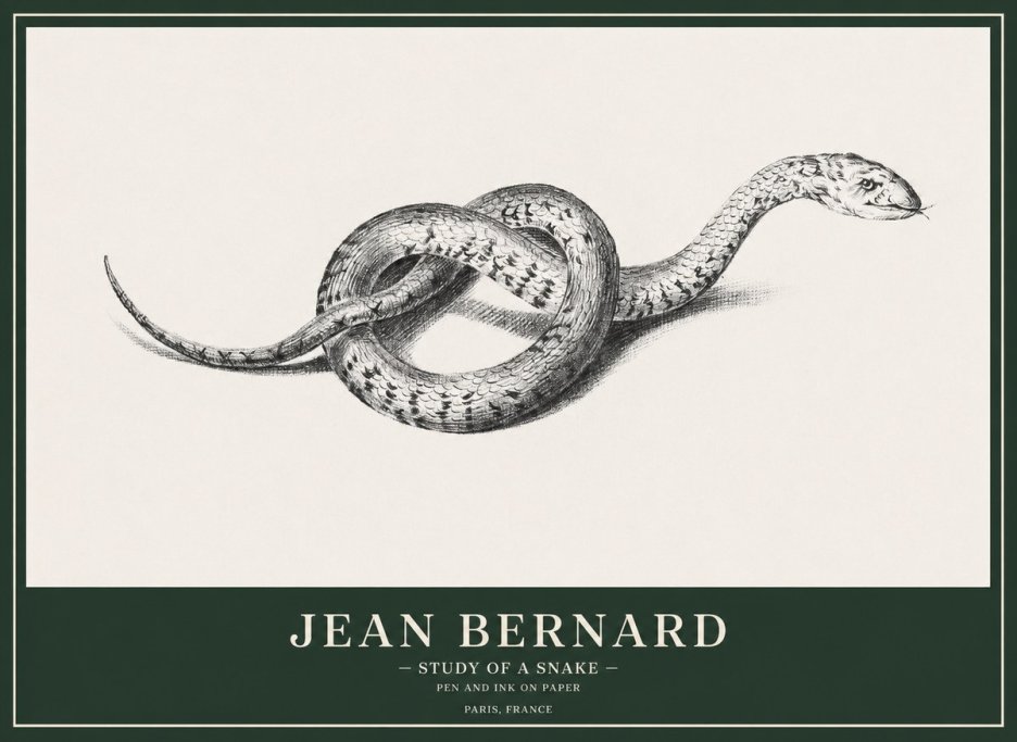 Jean Bernard Study of a Snake No1 - Juliste