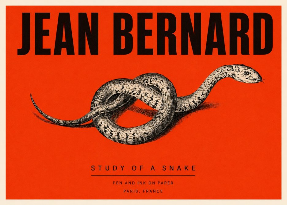 Jean Bernard Study of a Snake No3 - Juliste
