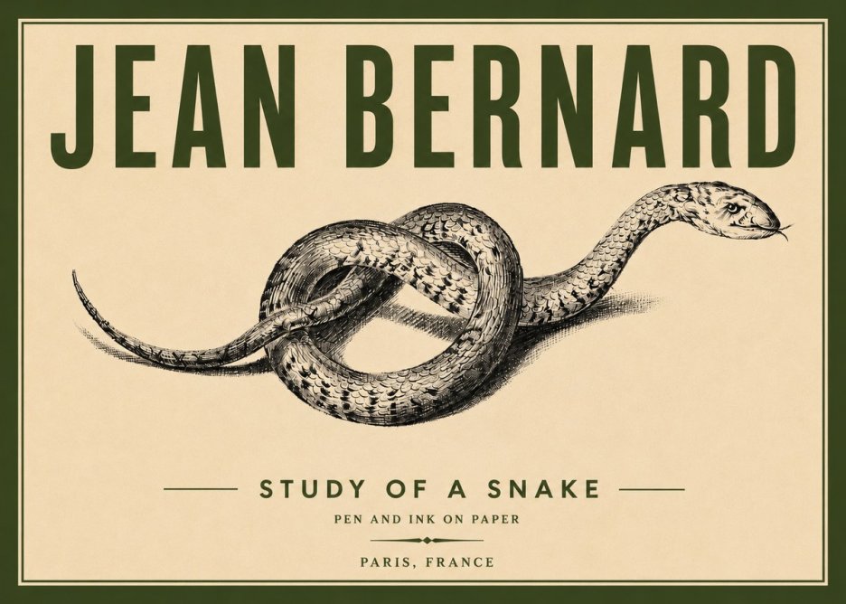 Jean Bernard Study of a Snake No6 - Juliste