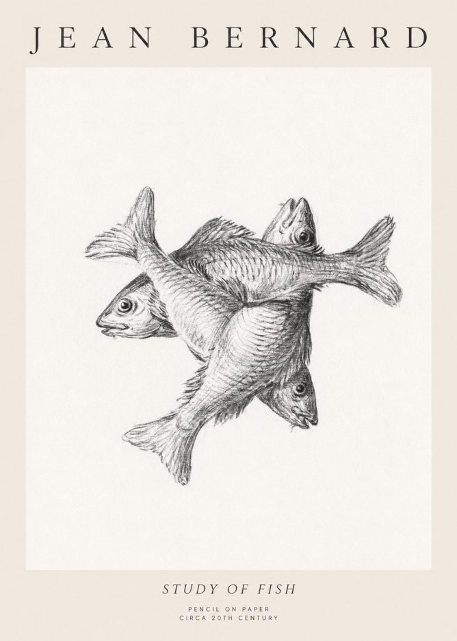 Jean Bernard Study of Fish No1 - Juliste