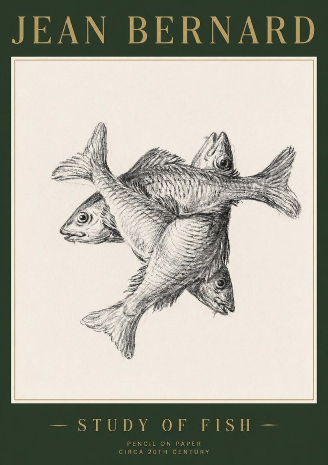 Jean Bernard Study of Fish No3 - Juliste