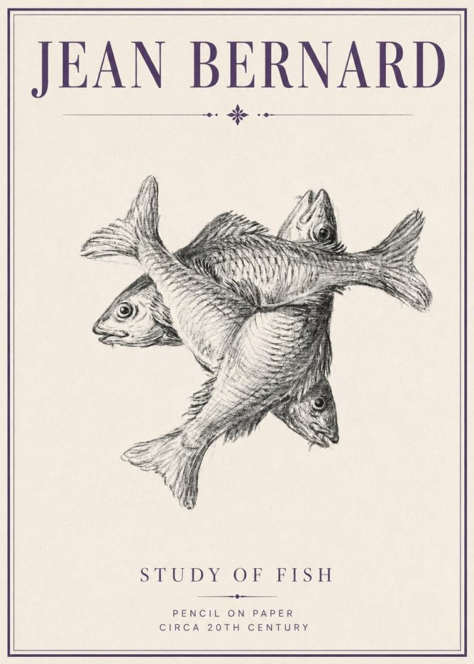 Jean Bernard Study of Fish No4 - Juliste