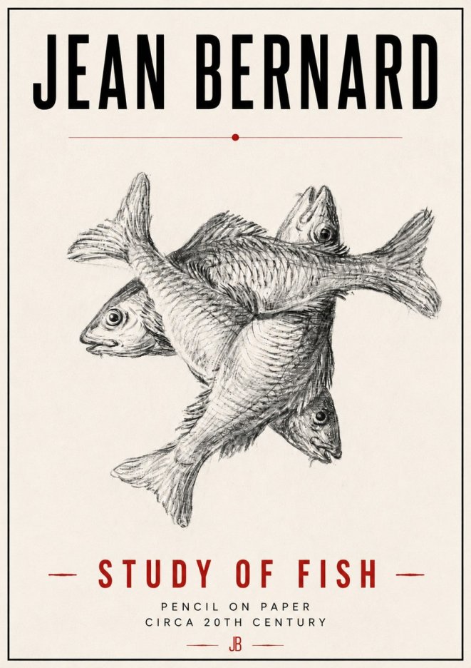 Jean Bernard Study of Fish No6 - Juliste