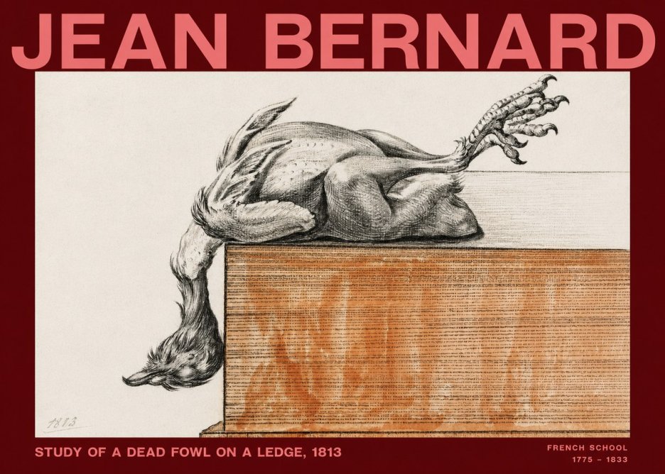 Jean Bernard Study of a Dead Fowl on a Ledge, 1813 No2 - Juliste