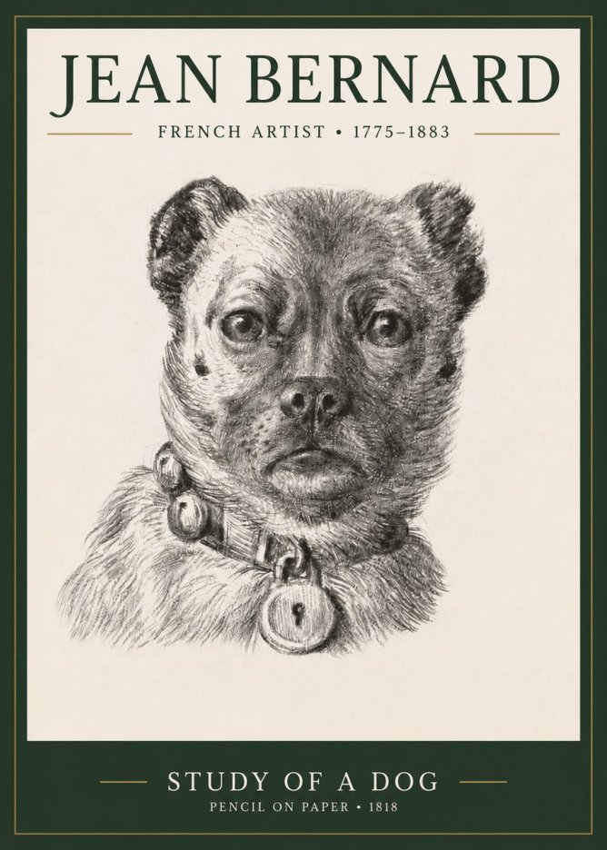 Jean Bernard Study of a Dog IV No3 - Juliste