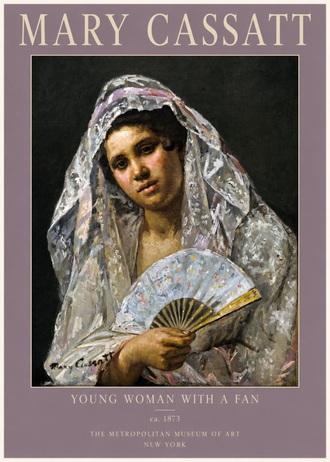 Mary Cassatt Young Woman with a Fan II No2 - Juliste