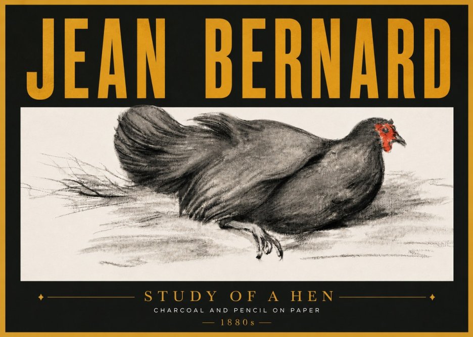 Jean Bernard Study of a Hen No6 - Juliste