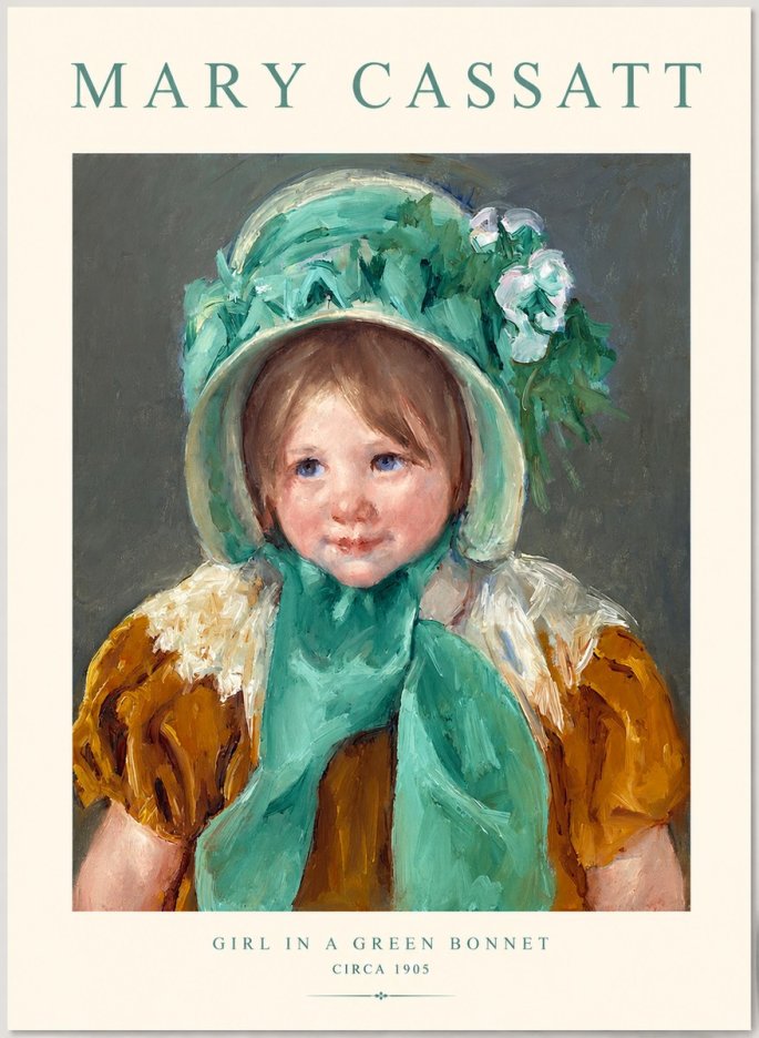 Mary Cassatt Girl in a Green Bonnet No1 - Juliste