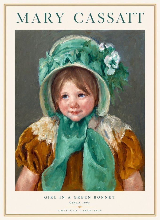 Mary Cassatt Girl in a Green Bonnet No3 - Juliste