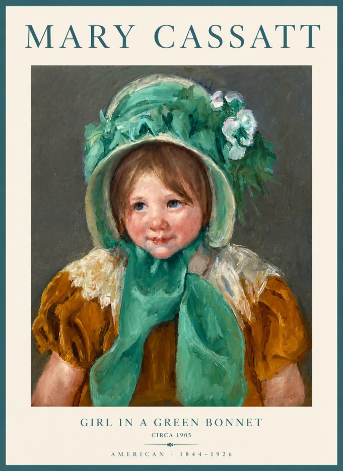 Mary Cassatt Girl in a Green Bonnet No6 - Juliste