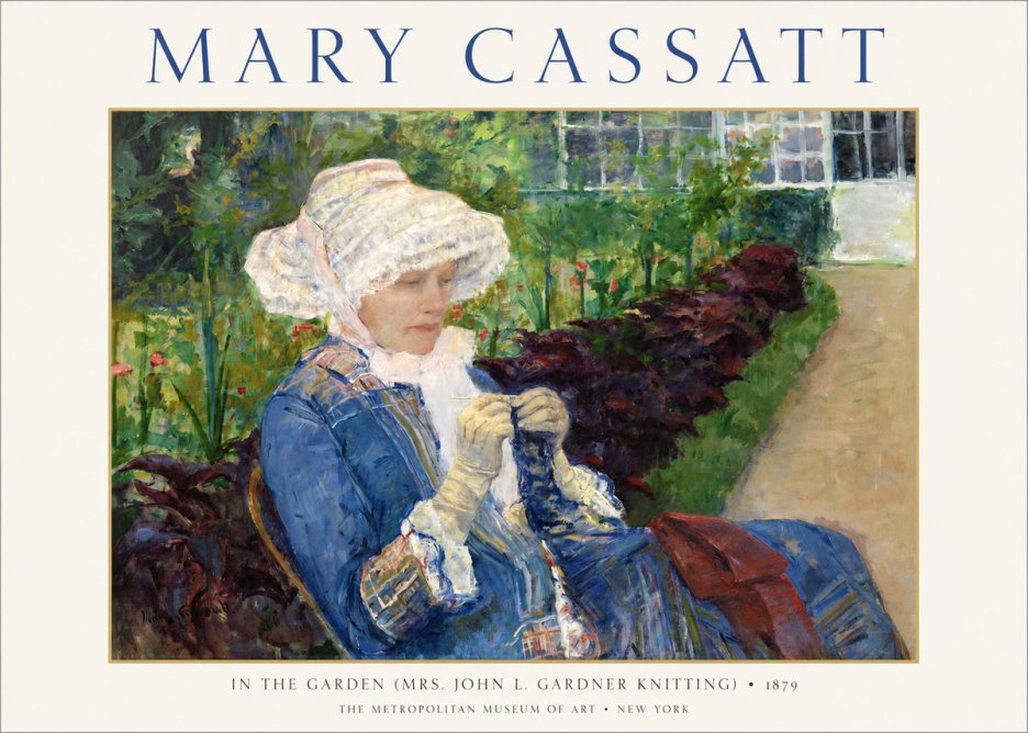 Mary Cassatt In the Garden (Mrs. John L. Gardner Knitting) No1 - Juliste